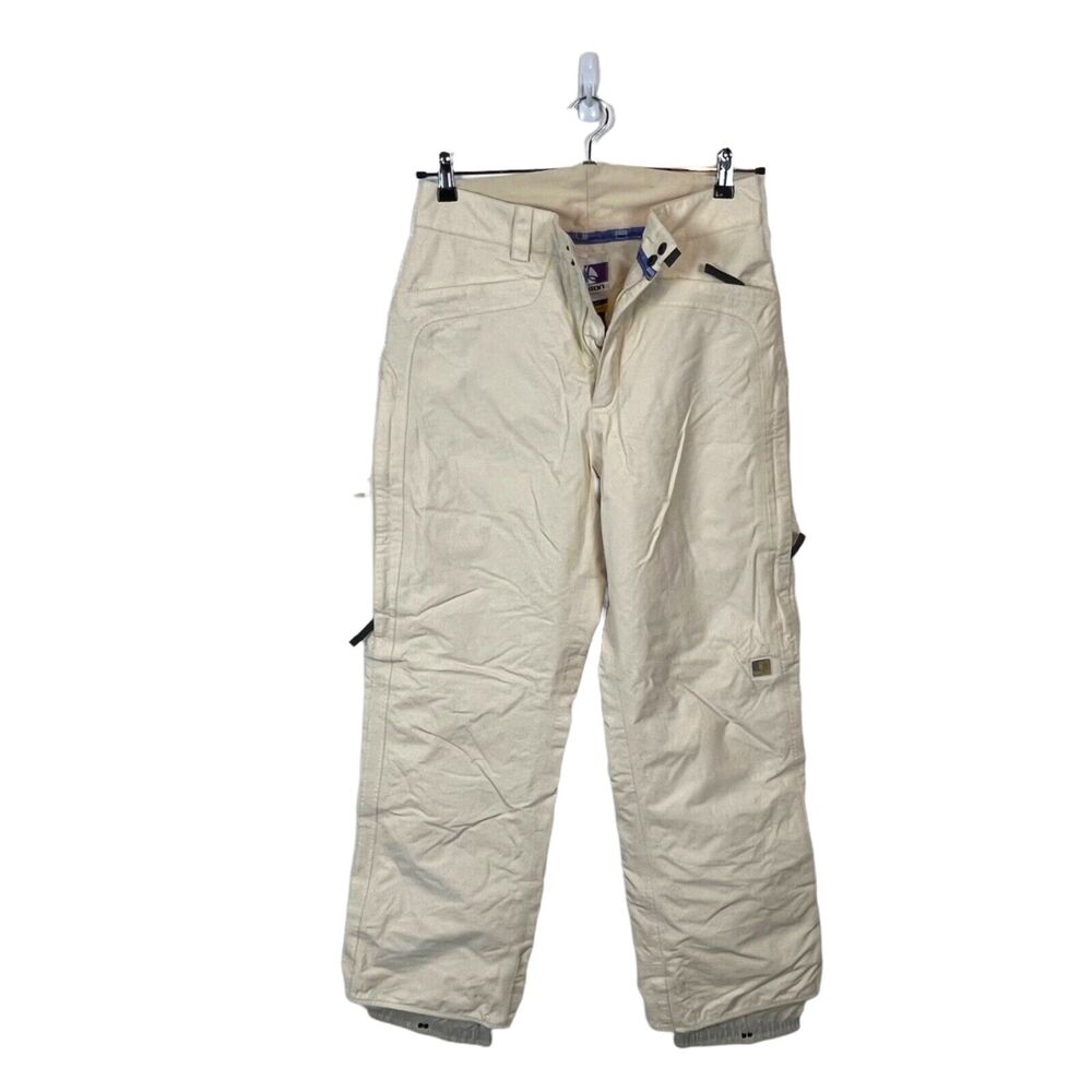 Burton Toast Snowboard Ski Pants Cream Zip Pockets Snap Zip Cuffed SZ M